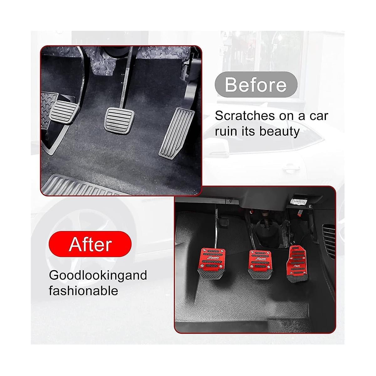 Non-Slip Aluminum Alloy Pedal Cover Set | Universal Automatic (2 pedals) or Manual (3 pedals)