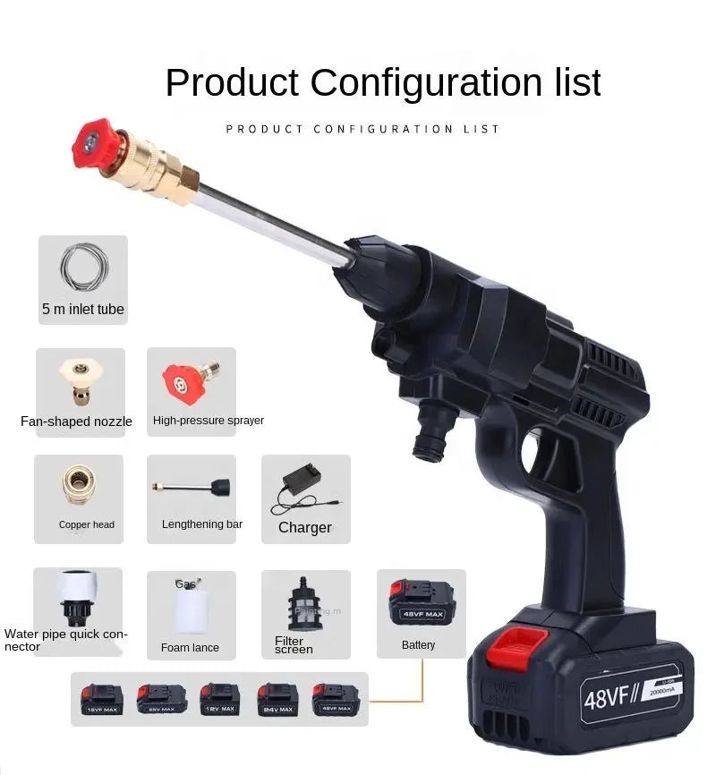 GV-102 Original Rechargeable Cordless High-Pressure Washer | 48V Lithium Battery Single | IMPORTED QUALITY