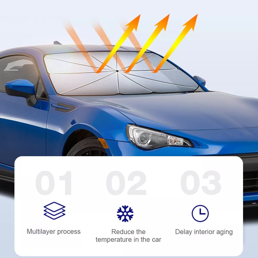 Universal Car Inside Winshield Umbrella For Heat Proofing | Titanium Sheet |